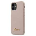 Etui GUESS Apple iPhone 12 Mini Silicone Script Gold Logo Jasnoróżowy Hardcase