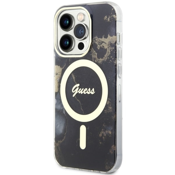 Etui Guess GUHMP14LHTMRSK iPhone 14 Pro 6.1" czarny/black hardcase Golden Marble MagSafe Case