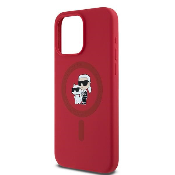 Etui Karl Lagerfeld KLHMP15XSCMKCRHR iPhone 15 Pro Max 6.7" czerwony/red hardcase Silicone Karl & Choupette Ring MagSafe