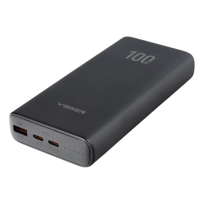 VEGER powerbank 20000 mAh PD QC3.0 5A 100W T100 (W2032C-100) czarny