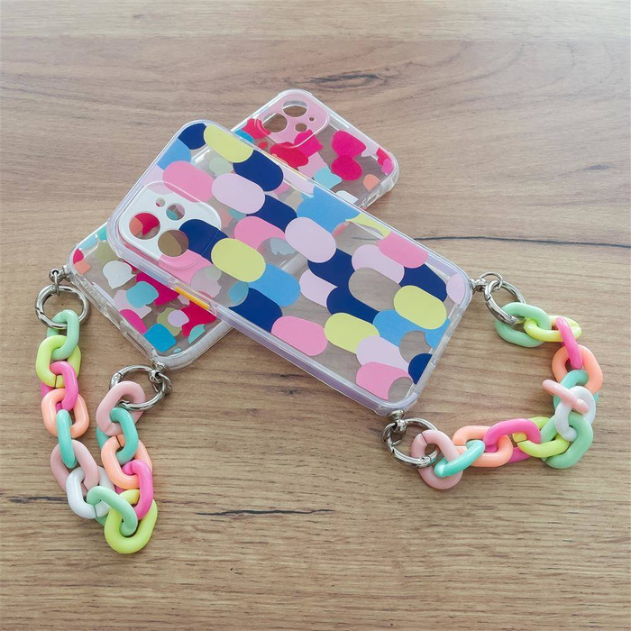 Color Chain Case żelowe elastyczne etui z łańcuchem łańcuszkiem zawieszką do Xiaomi Redmi 10 wielokolorowy (3)