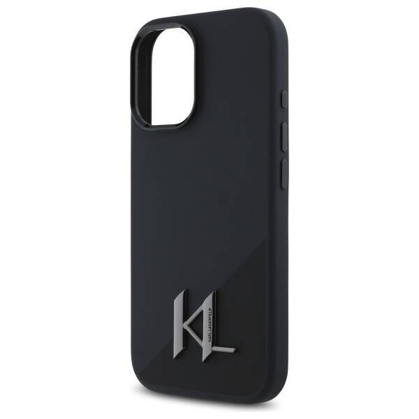 Etui Karl Lagerfeld iPhone 16 6.1" czarny/black hardcase Silicone Shadow Metal Initial MagSafe