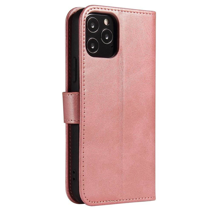 Magnet Case elegancki futerał etui pokrowiec z klapką i funkcją podstawki iPhone 12 Pro Max różowy