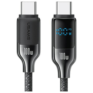 USAMS Kabel USB-C na USB-C 100W 1,2m      Digital Display Zinc Alloy Fast Charging Data Cable HX Series SJ742USB01 (US-SJ742)