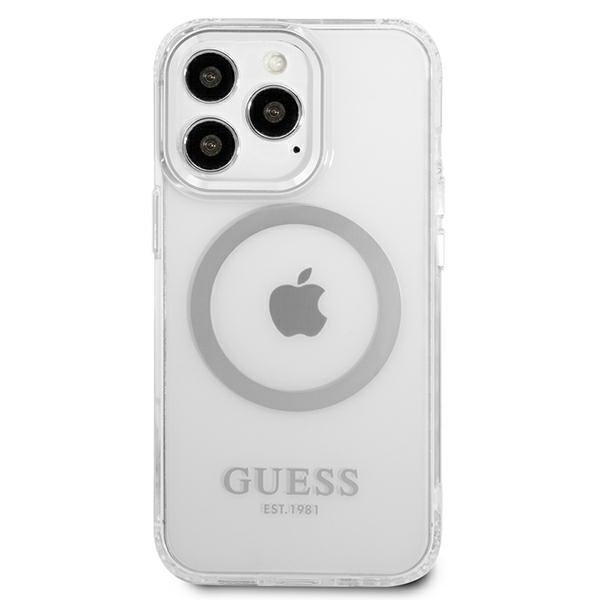 Etui GUESS Apple iPhone 13 13 Pro Metal Outline Magsafe Srebrny Hardcase