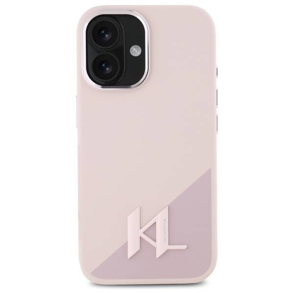 Etui Karl Lagerfeld iPhone 16 6.1" różowy/pink hardcase Silicone Shadow Metal Initial MagSafe