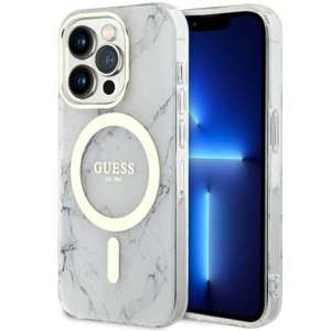 Etui Guess GUHMP14LPCUMAH iPhone 14 Pro 6.1" biały/white hardcase Marble MagSafe Case