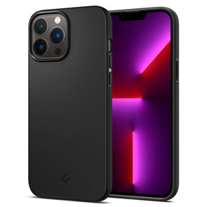 Etui Spigen iPhone 13 Pro Max Thin Fit Black Case + Szkło Hartowane Spigen Glas.Tr Slim