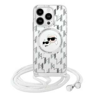 Etui Karl Lagerfeld iPhone 16 6.1" transparent hardcase IML Crossbody Monogram Karl & Choupette Head MagSafe