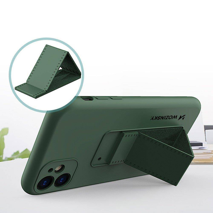 Wozinsky Kickstand Case elastyczne silikonowe etui z podstawką iPhone 12 czerwony