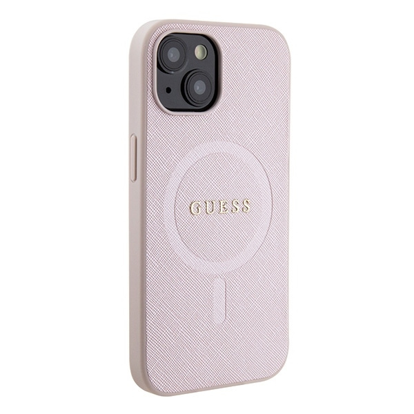 Etui Guess GUHMP15SPSAHMCP iPhone 15 6.1" różowy/pink hardcase Saffiano MagSafe Case