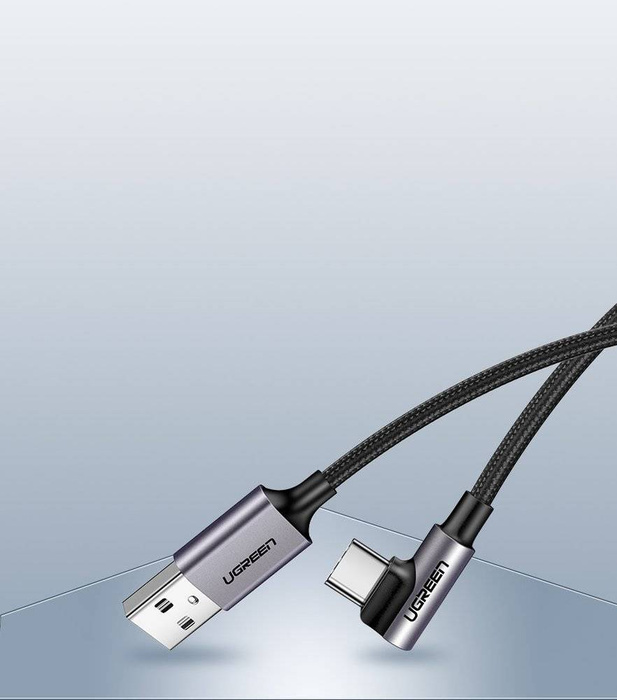 Ugreen kątowy kabel przewód USB - USB Typ C 1m 3A szary (50941)