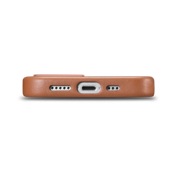 iCarer Case Leather pokrowiec etui z naturalnej skóry do iPhone 14 Plus brązowy (kompatybilne z MagSafe)