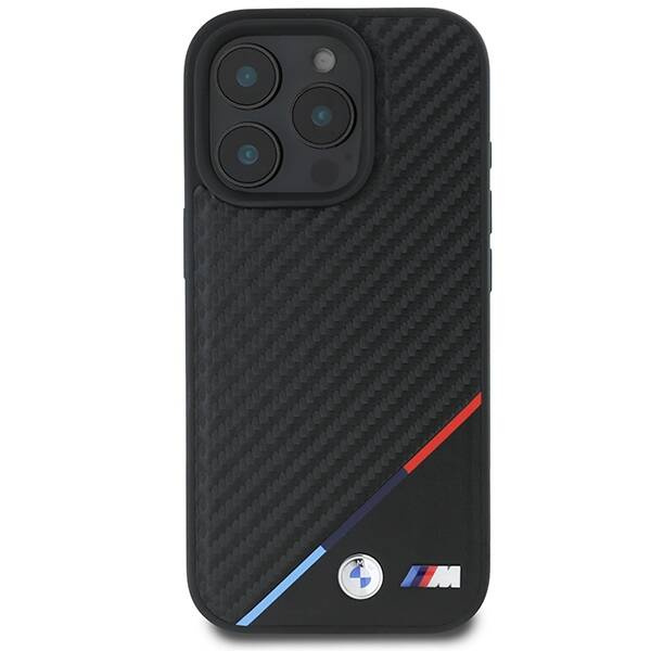 Etui BMW iPhone 16 Pro Max 6.9" czarny/black hardcase M Carbon Tricolor Line MagSafe