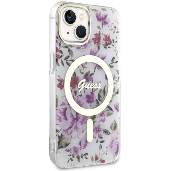 Etui Guess GUHMP14MHCFWST iPhone 14 Plus 6.7" transparent hardcase Flower MagSafe Case