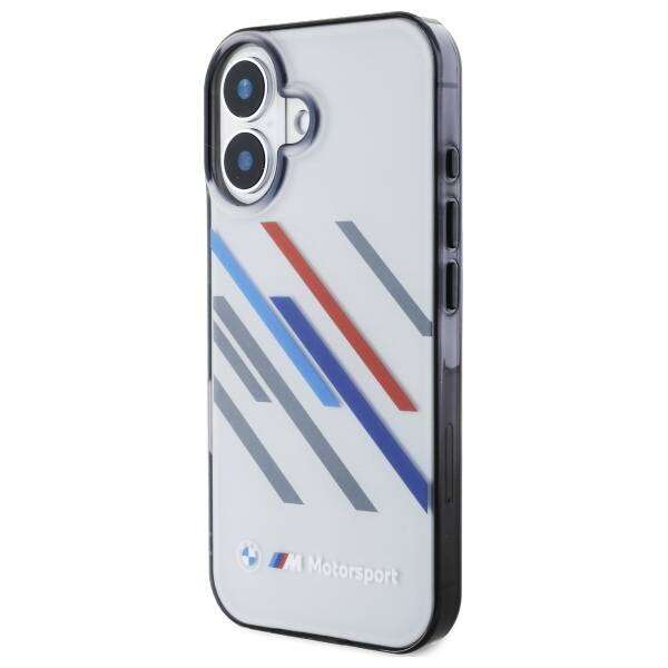 Etui BMW iPhone 16 6.1" szary/grey hardcase Motosport IML Random Stripes