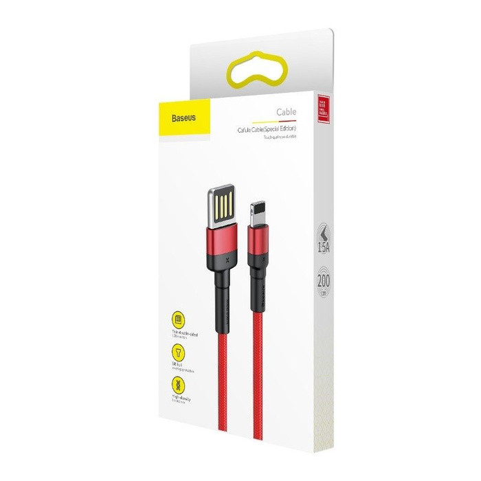 Kabel BASEUS Lightning USB dwustronny Cafule 1,5A 2m czerwony