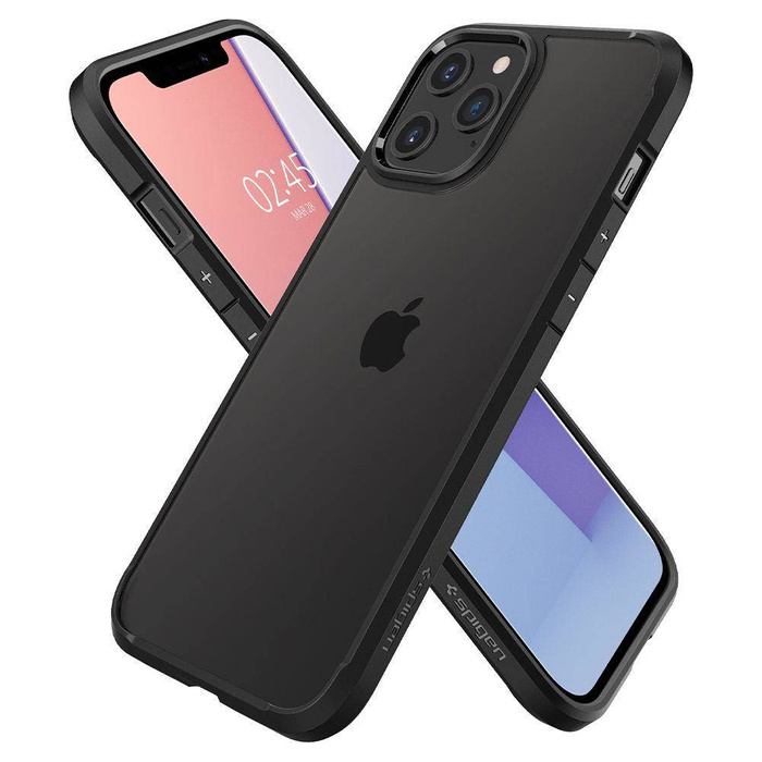 SPIGEN Ultra Hybrid iPhone 12 / 12 Pro Etui Matte Black Czarne Case + Szkło 3MK Flexible Glass Lite