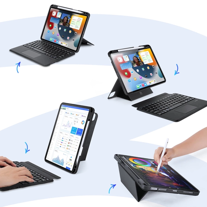 Etui z klawiaturą Bluetooth Dux Ducis DK Series do Apple iPad Air 4/5/iPad Pro 11 (2018/2020/2021/2022) - czarne