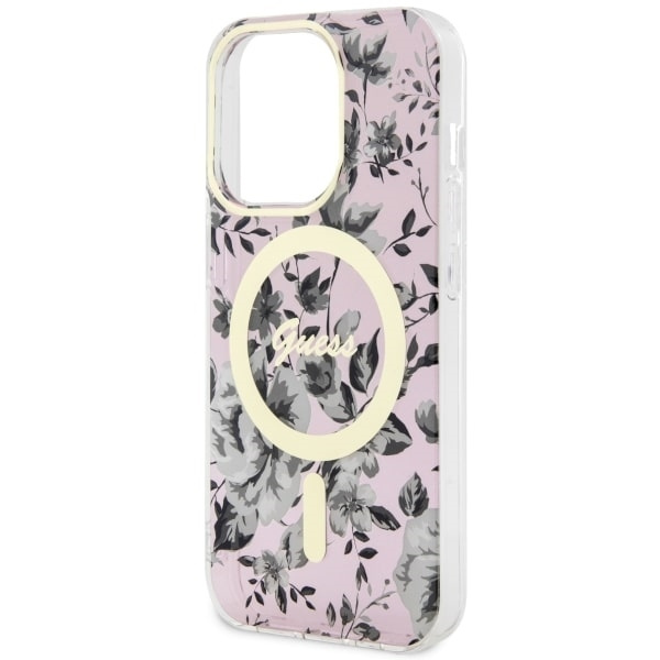 Etui Guess GUHMP14XHCFWSP iPhone 14 Pro Max 6.7" różowy/pink hardcase Flower MagSafe Case