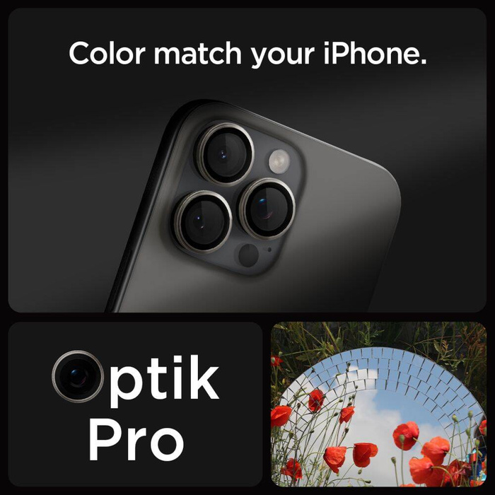 Osłona Aparatu Spigen Optik.tr ”ez Fit” Camera Protector 2-pack iPhone 14 Pro / Pro Max / 15 Pro / 15 Pro Max / 16 Pro / 16 Pro Max Natural Titanium