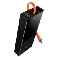 Baseus Elf power bank 20000mAh 65W 2x USB / USB Typ C / wbudowany kabel USB Typ C Power Delivery Quick Charge czarny (PPJL000001)