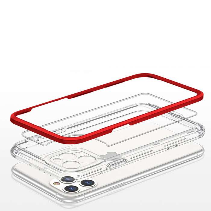 Clear 3in1 etui do iPhone 11 Pro Max żelowy pokrowiec z ramką czerwony