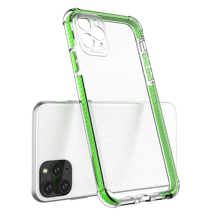 Spring Armor żelowy elastyczny pancerny pokrowiec z kolorową ramką do iPhone 11 Pro Max czerwony