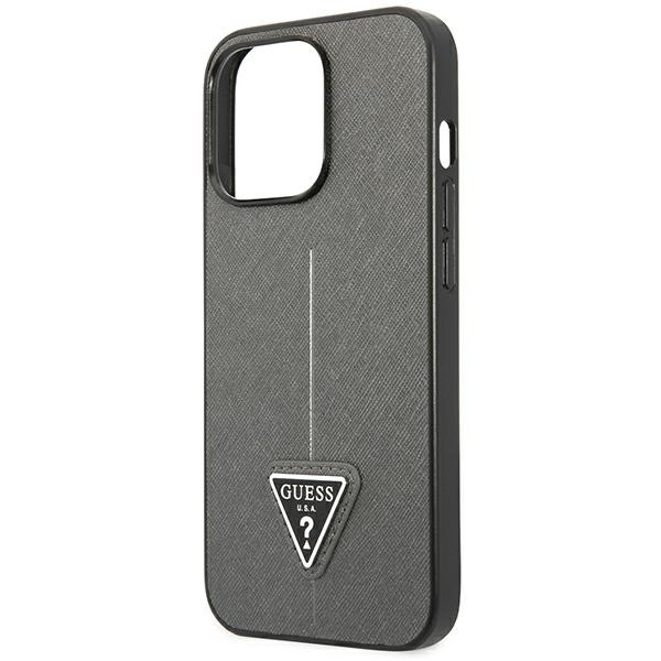 Etui GUESS Apple iPhone 14 Pro Max SaffianoTriangle Logo Srebrny Hardcase