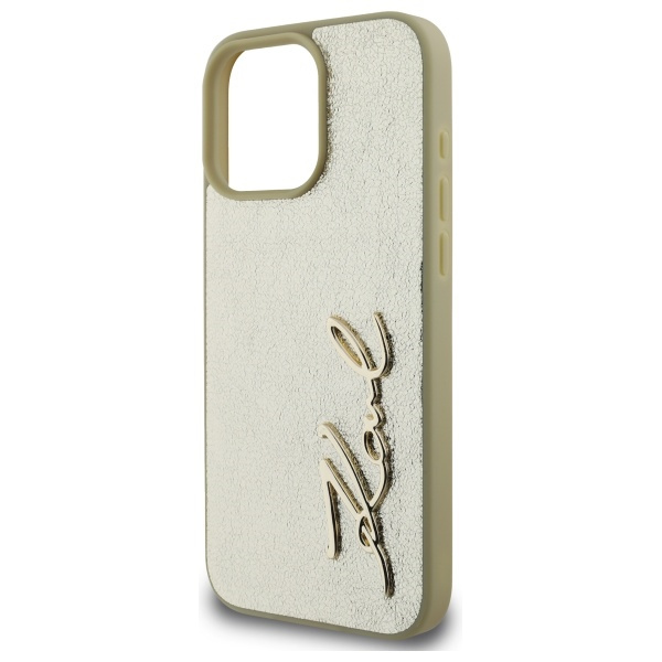 Etui Karl Lagerfeld iPhone 16 Pro Max złoty/gold HC Wrinkled PU Metal Signature