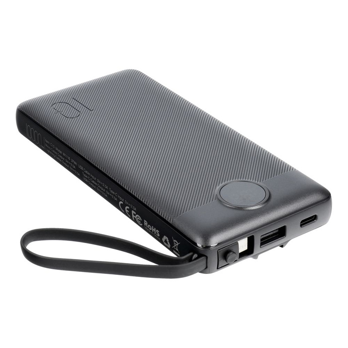 VEGER powerbank 10 000 mAh z wbudowanymi kablami Micro USB / Typ C / Lightning C10 (W1116) czarny