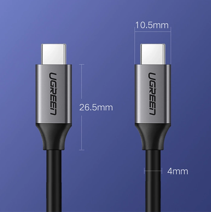 Kabel Ugreen US161 50751 USB-C 3.1 / USB-C 3.1 1.5m - szary