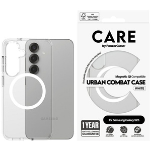 Etui CARE by PanzerGlass Flagship Urban   Combat White QI do Samsung Galaxy S25 przezroczysty