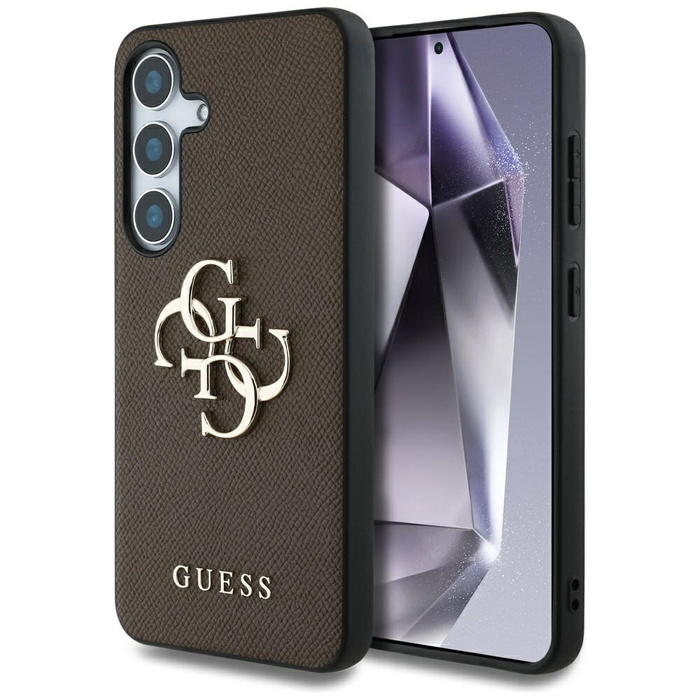 Etui Guess Grained Big 4G Logo Small      Classic Logo do Samsung Galaxy S25 brązowy