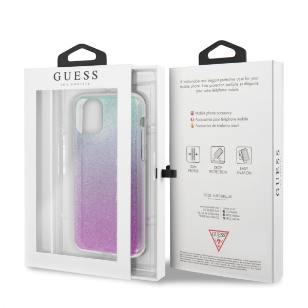 Etui GUESS Apple iPhone 11 Pro Max Glitter Gradient Różowy Niebieski Hardcase