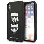 Etui KARL LAGERFELD Apple iPhone XS Max Saffiano Ikonik Karl&Choupette Head Czarny Hardcase