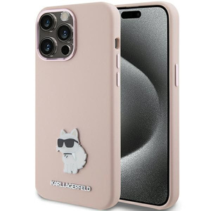 Etui Karl Lagerfeld KLHCP15XSMHCNPP iPhone 15 Pro Max 6.7" różowy/pink Silicone Choupette Metal Pin Case