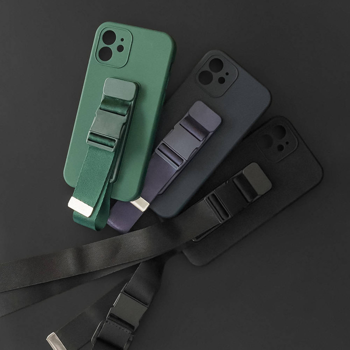 Rope case żelowe etui ze smyczą łańcuszkiem torebka smycz iPhone 12 jasnoniebieski