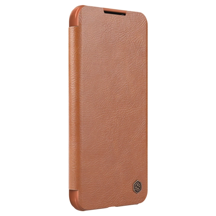 Nillkin Qin Leather Pro Case etui do Samsung Galaxy S22+ (S22 Plus) osłona na aparat kabura pokrowiec obudowa z klapką brązowy