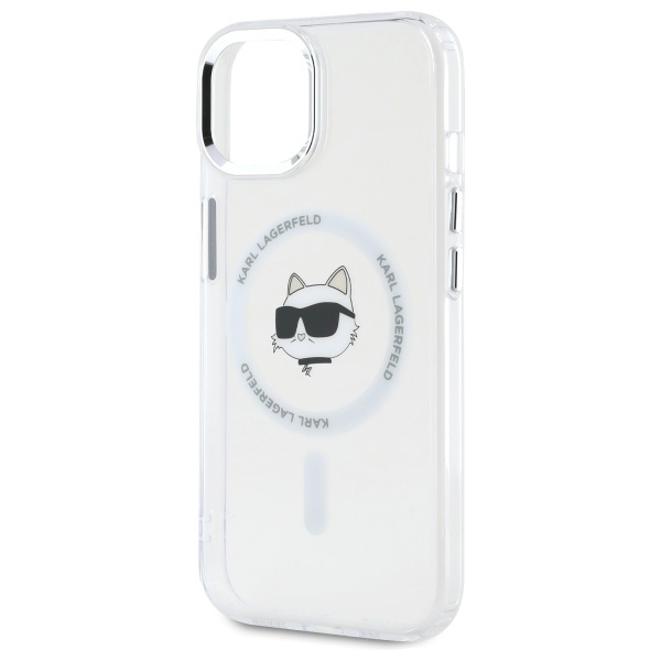 Karl Lagerfeld KLHMP15MHLSCHH iPhone 15   Plus 6.7" biały/white hardcase IML Metal Choupette Head MagSafe