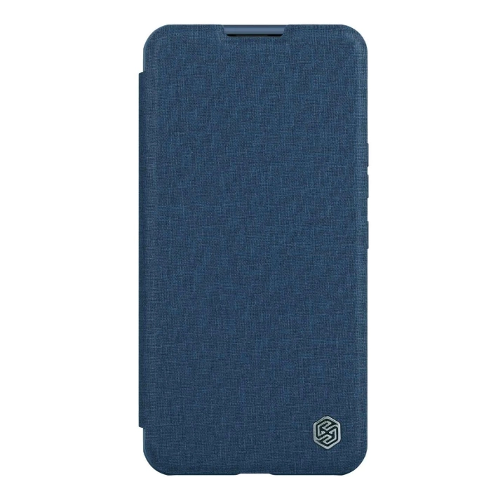 Nillkin Qin Cloth Pro Case etui do iPhone 14 Pro Max osłona na aparat kabura pokrowiec obudowa z klapką niebieski