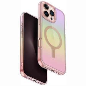 Etui UNIQ Iridescia do iPhone 16 Pro Max Magclick Charging pink prism