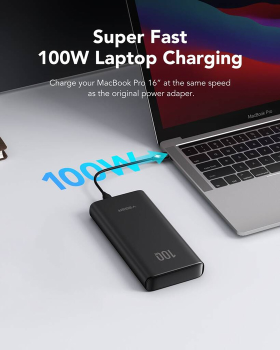 VEGER powerbank 20000 mAh PD QC3.0 5A 100W T100 (W2032C-100) czarny