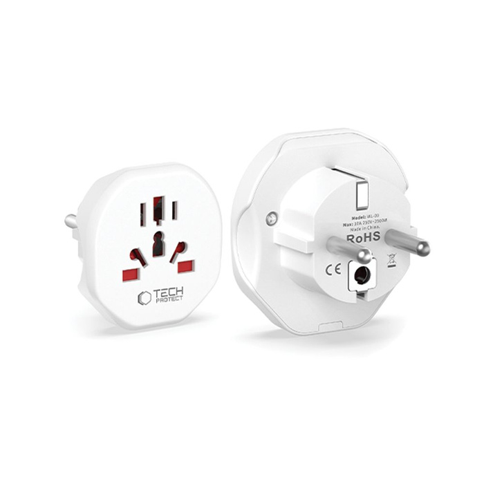 TECH-PROTECT UNIVERSAL TRAVEL ADAPTER FROM EU WHITE