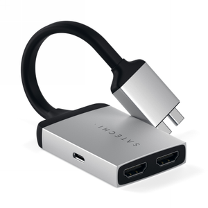 Satechi Dual Aluminium Adapter - aluminiowy adapter do MacBook z podwójnym USB-C oraz podwójnym 4K HDMI (Pro&Air&Max) (silver)[EOL]