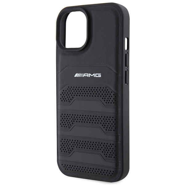 Etui AMG AMHCP15MGSEBK iPhone 15 Plus 6,7" czarny/black hardcase Leather Debossed Lines