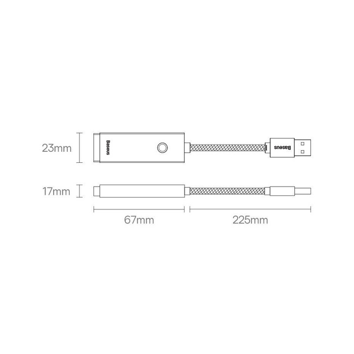 Baseus Lite Series Ethernet Adapter USB-A to RJ45 LAN Port (100Mbps Aluminum Alloy) Grey