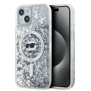 Karl Lagerfeld KLHMP13MLGCHSGH iPhone 13 6.1" hardcase transparent Liquid Glitter Choupette Head Magsafe