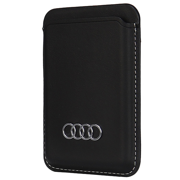 Audi Synthetic Leather Wallet Card Slot czarny/black MagSafe AU-MSCH-Q3/D1-BK