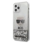 Etui KARL LAGERFELD Apple iPhone 12 Mini Ikonik Liquid Glitter Srebrny Hardcase